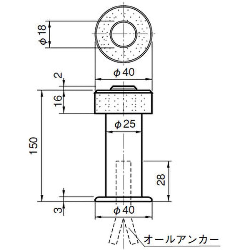 162-836 ハイロン床付戸当り ACE(エース/モリギン) 材質SUS304