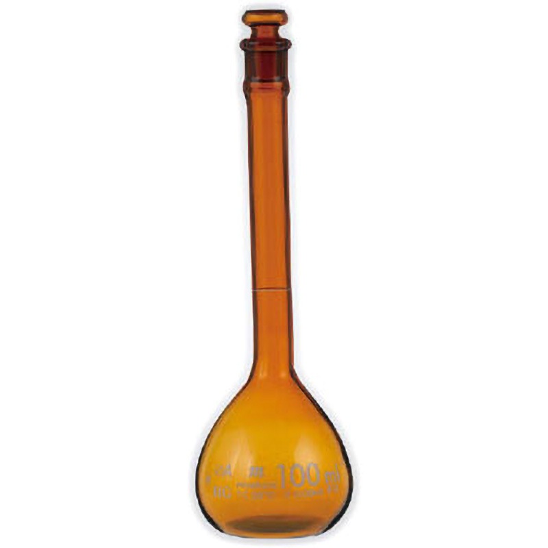 茶 100ml HG 宮原 透明摺合せ メスフラスコ 宮原計量器 100mL