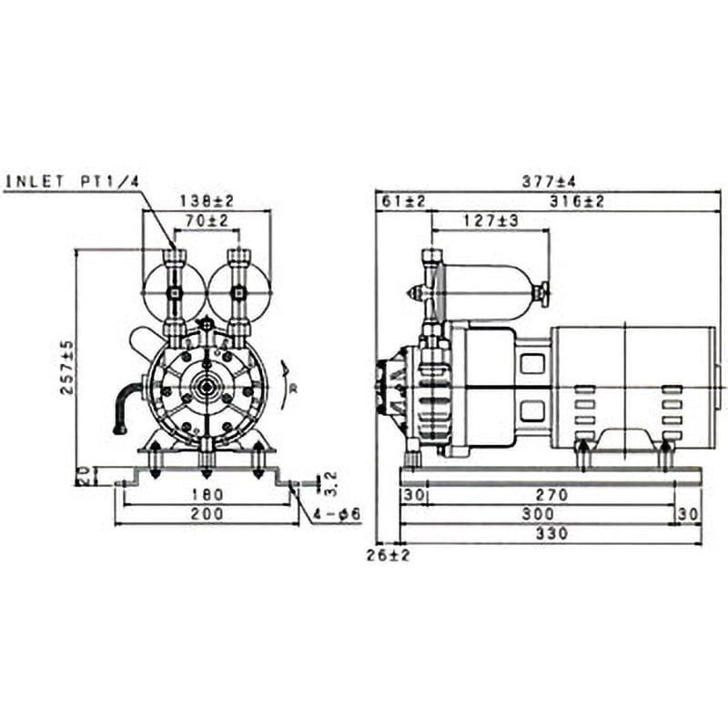 完全無給油ロータリーポンプ 油回転 MSV-100-3