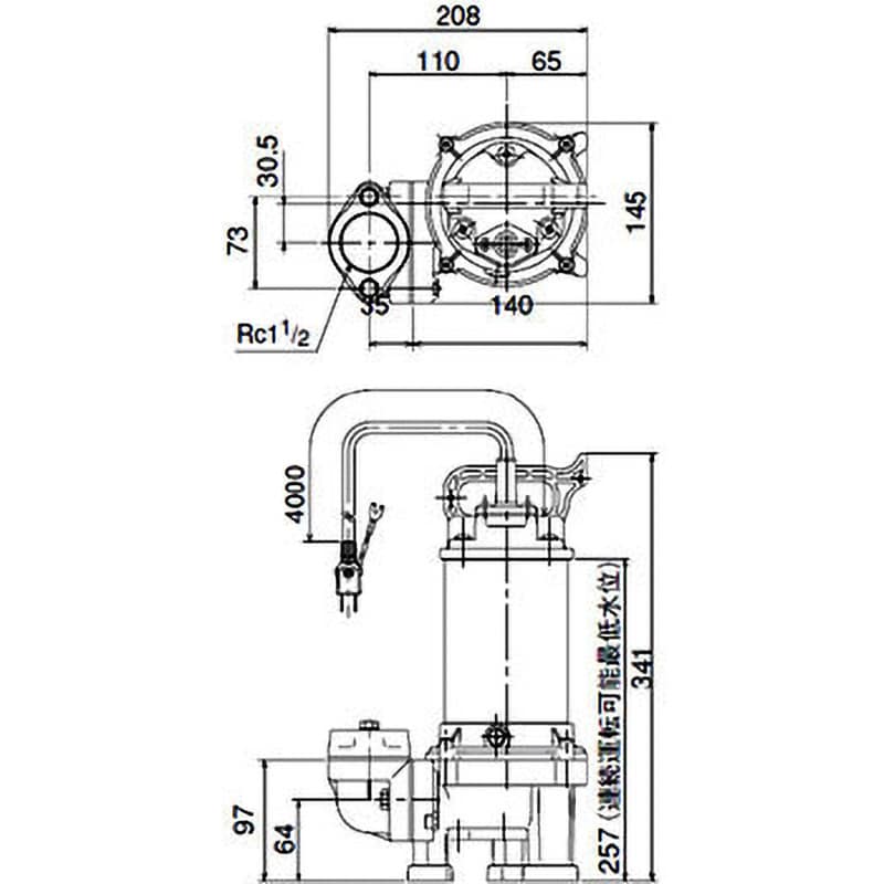 PX-150 汚物用水中ポンプ 寺田ポンプ製作所 非自動 吐出量40L/min セミオープン 単相100V 吐出口径40mm PX-150 -  【通販モノタロウ】