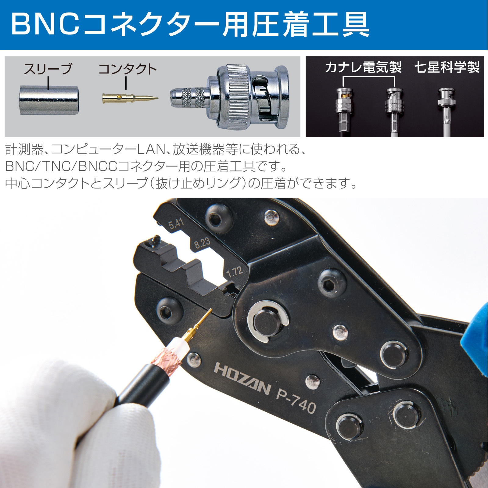 P-740 圧着工具(BNCコネクター用) 1個 ホーザン 【通販モノタロウ】