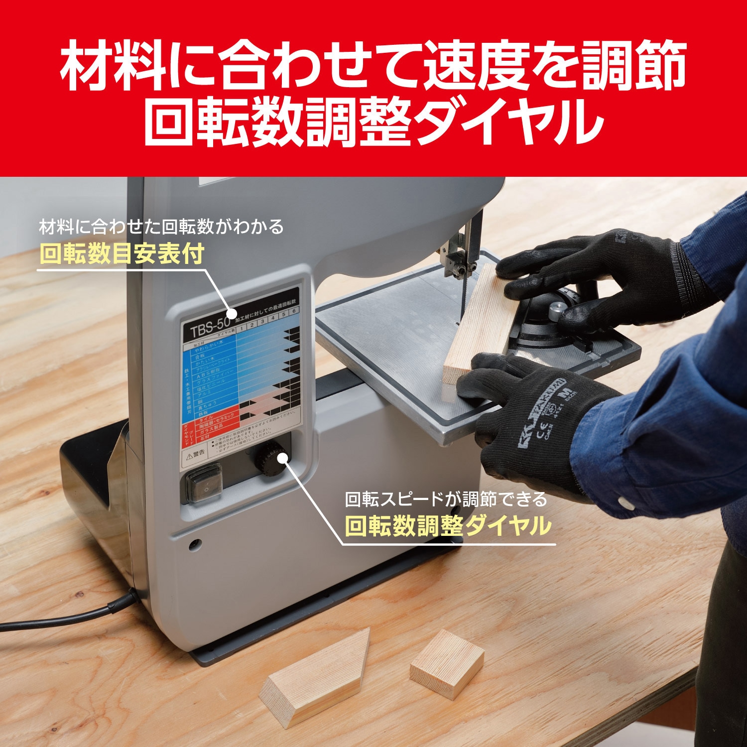 TBS-50 卓上バンドソー 京セラインダストリアルツールズ(旧:リョービ) 帯鋸刃周速数(cm/s)/216～333仕様