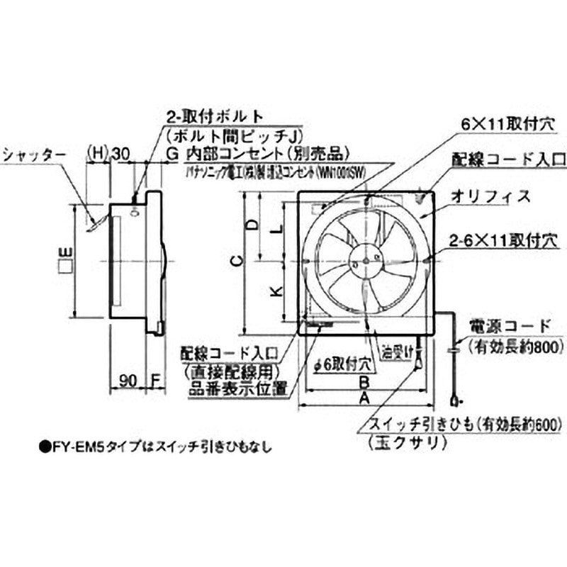 FY-25EM5 金属製換気扇 遠隔操作式 1台 Panasonic(パナソニック) 【通販モノタロウ】 12,946円
