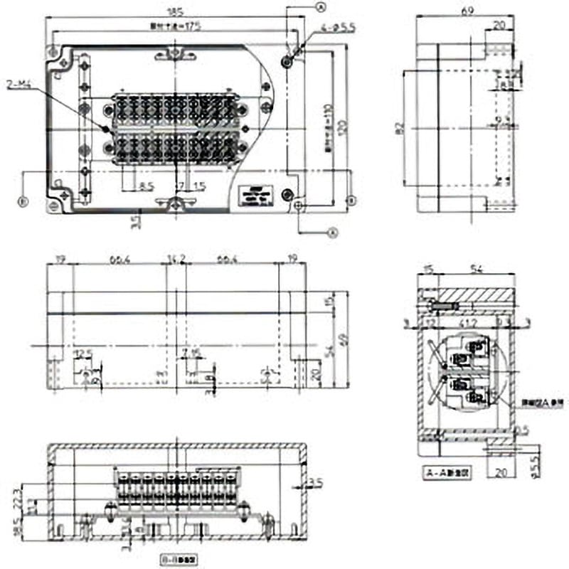 BOXTM-2001 BOXTMシリーズ 東洋技研 AC/DC600V 15A 外形寸法(幅