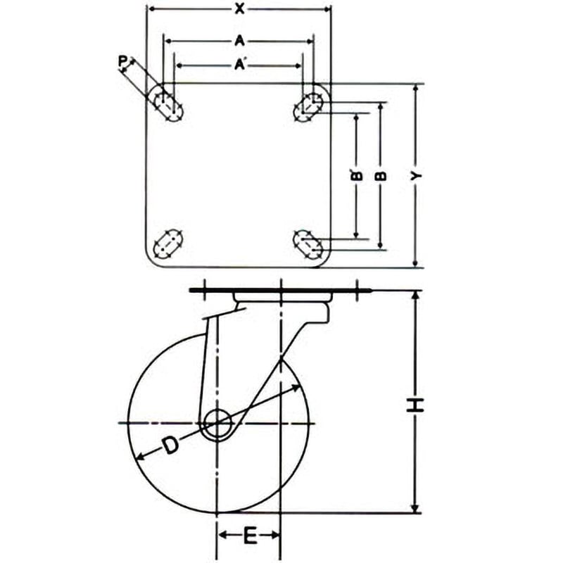 SU-STC-125MSC S-2 プレート式  ステンレス金具自在ストッパー付、モノマーキャスティングナイロン車 ナンシン 単輪 耐寒性 125径