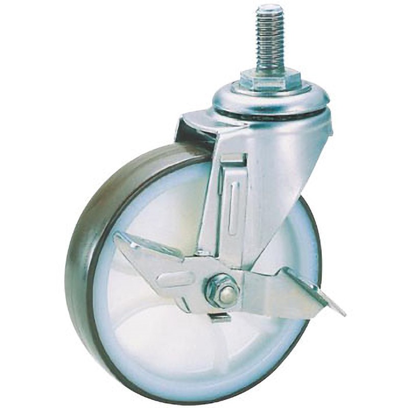 SU-SM-100UM S-2 ステンレスねじ込み式ストッパー付、ウレタン車 ナンシン 単輪 車輪径100mm車輪幅25mm  SU-SM-100UM S-2