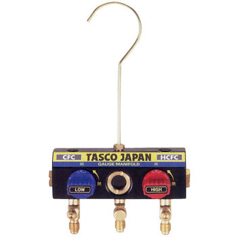 TA120K-11 R22・R12・R502 サイトグラス付ボールバルブマニホールドボディ イチネンTASCO 各サービスポート径1/4フレア 取付ネジ径(ゲージ)1/8NPT  TA120K-11