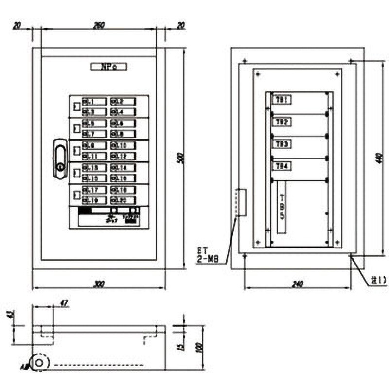 SAC20TMEN 電子式警報盤(無電圧接点受用) 内外電機 縦500mm横300mm