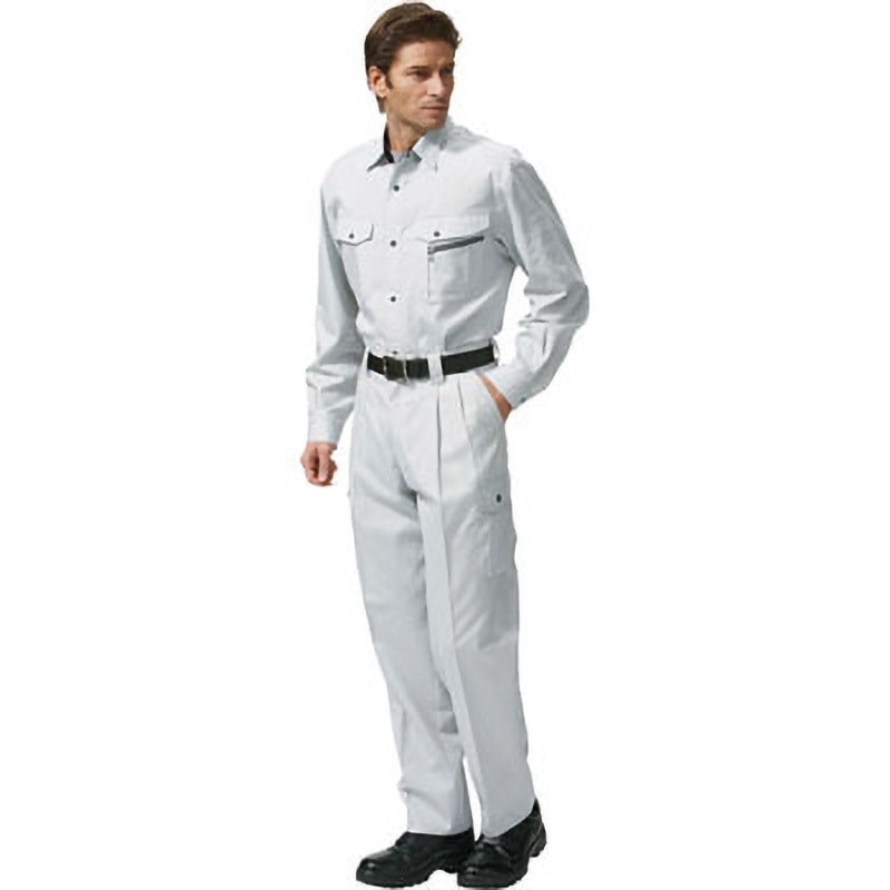 84104 84104 防汚・制電 エコ3バリュー 長袖シャツ(年間用) 自重堂 シルバー色 4L着丈80cm