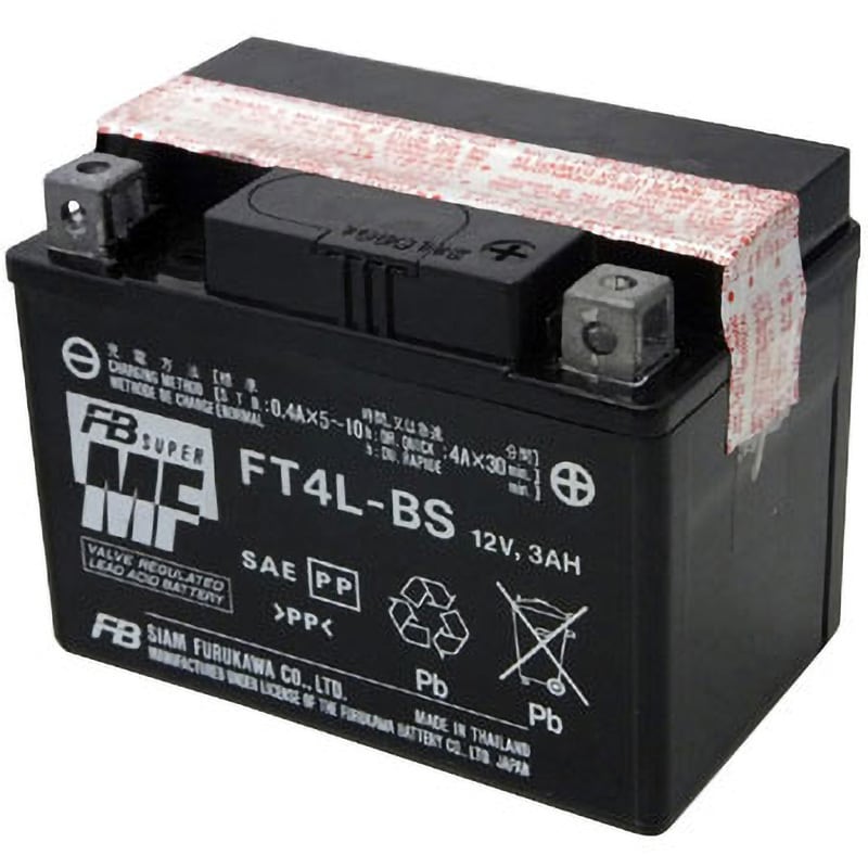FT4L-BS 12V高始動形VRLA(制御弁式)バッテリー(電解液注入済タイプ) 1個 古河電池 【通販モノタロウ】