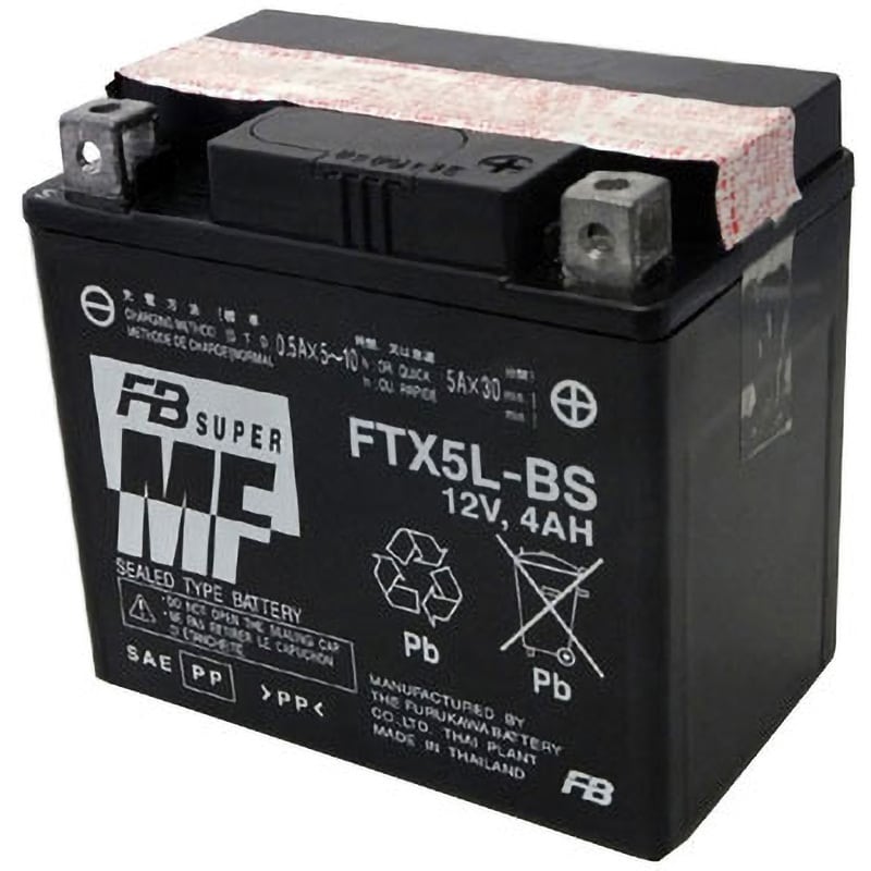 FTX5L-BS 12V高始動形VRLA(制御弁式)バッテリー(電解液注入済タイプ) 1