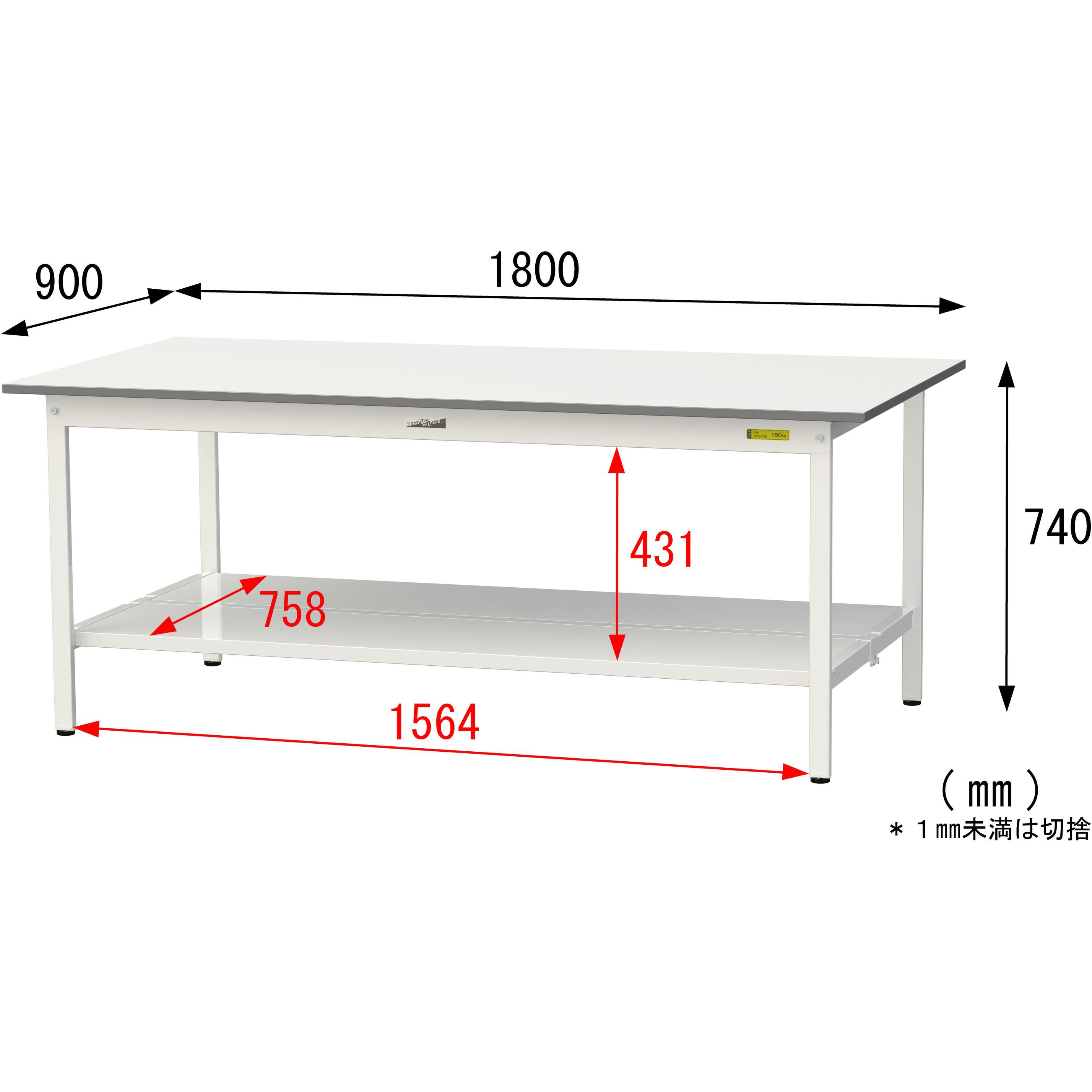 SUP-1890TT-WW 軽量作業台/耐荷重150kg_固定式_全面棚付_ワーク