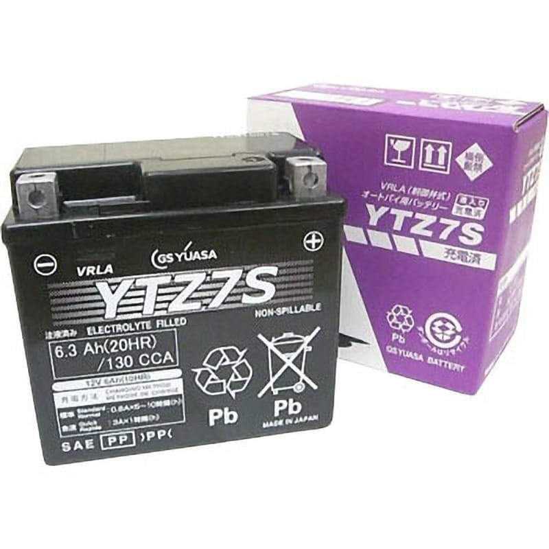 YTZ7S 12V高始動形VRLA(制御弁式)バッテリー液入り 1個 GSユアサ 【通販サイトMonotaRO】