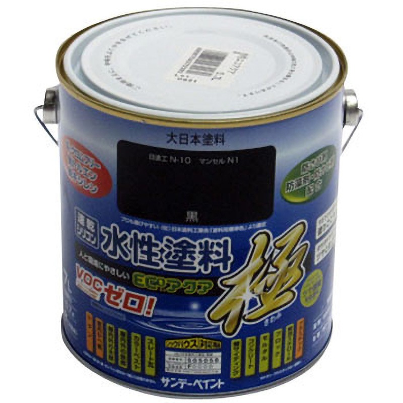 黒 水性ECOアクア サンデーペイント 耐久 屋内外兼用 黒色 1缶(0.7L 