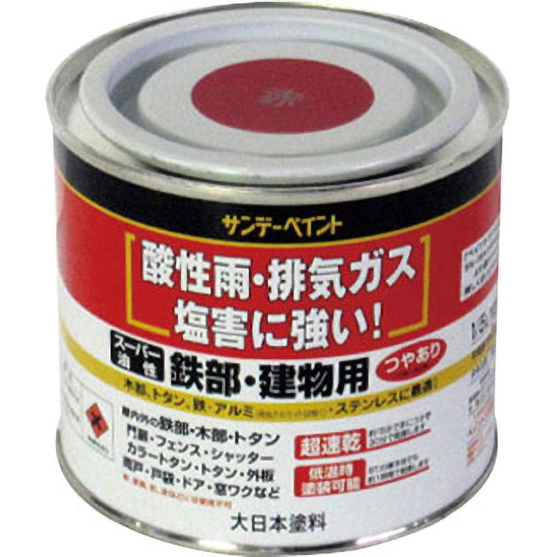 赤 スーパー油性 鉄部・建物用 サンデーペイント 速乾 屋外用 赤色 1缶 