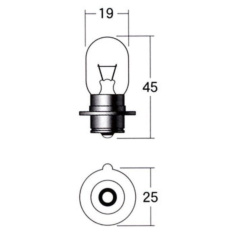 1P2062 2輪車用ヘッド球 T19 12V(シングル球) M&H クリア色