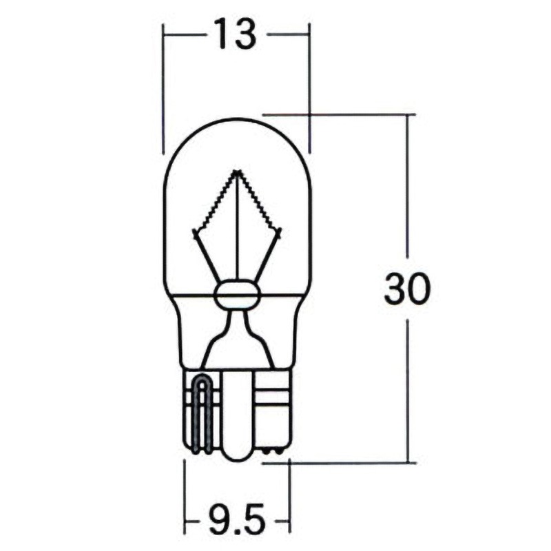 1PWB18AOR 2輪車用ウエッジ球 T13 12V(シングル球) M&H 口金W2.1×9.5d