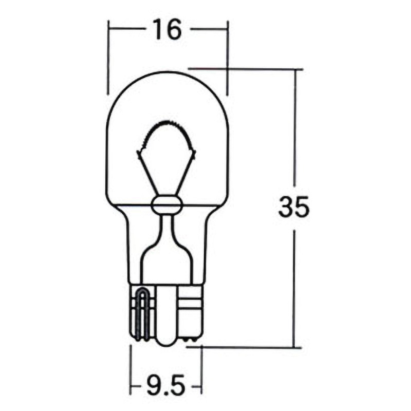 1PWB52OR 2輪車用ウエッジ球 T16 12V(シングル球) M&H 口金W2.1×9.5d