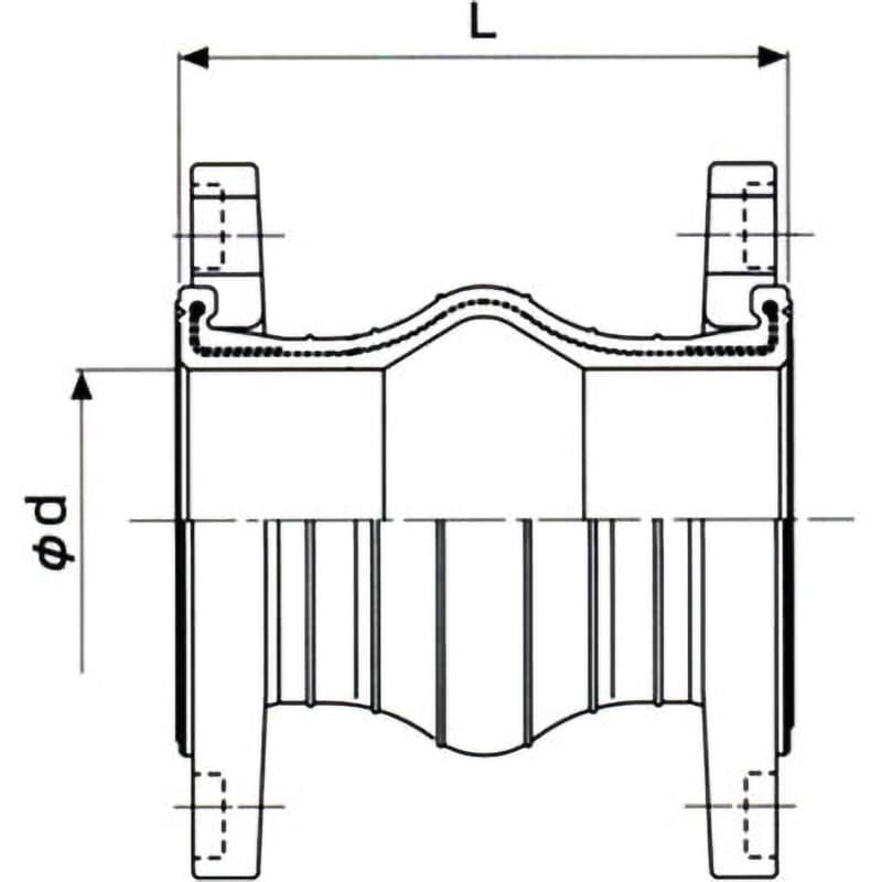 80×150L ゴム製フレキシブル継手 トーゼンフレックス 標準品 TOZEN(トーゼン) フランジ 呼び径80A - 【通販モノタロウ】