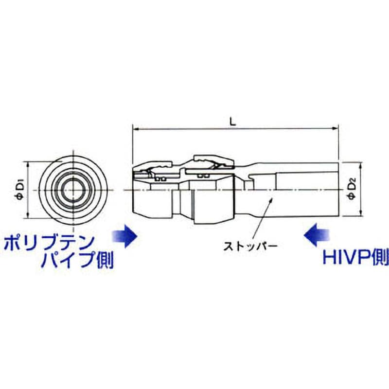 NAH13JX13A プッシュマスターHIVP変換継手 BRIDGESTONE(ブリヂストン) 水(給水専用) アダプター 呼び径13×13A  (ポリブテン管)PL13Jサイズ - 【通販モノタロウ】