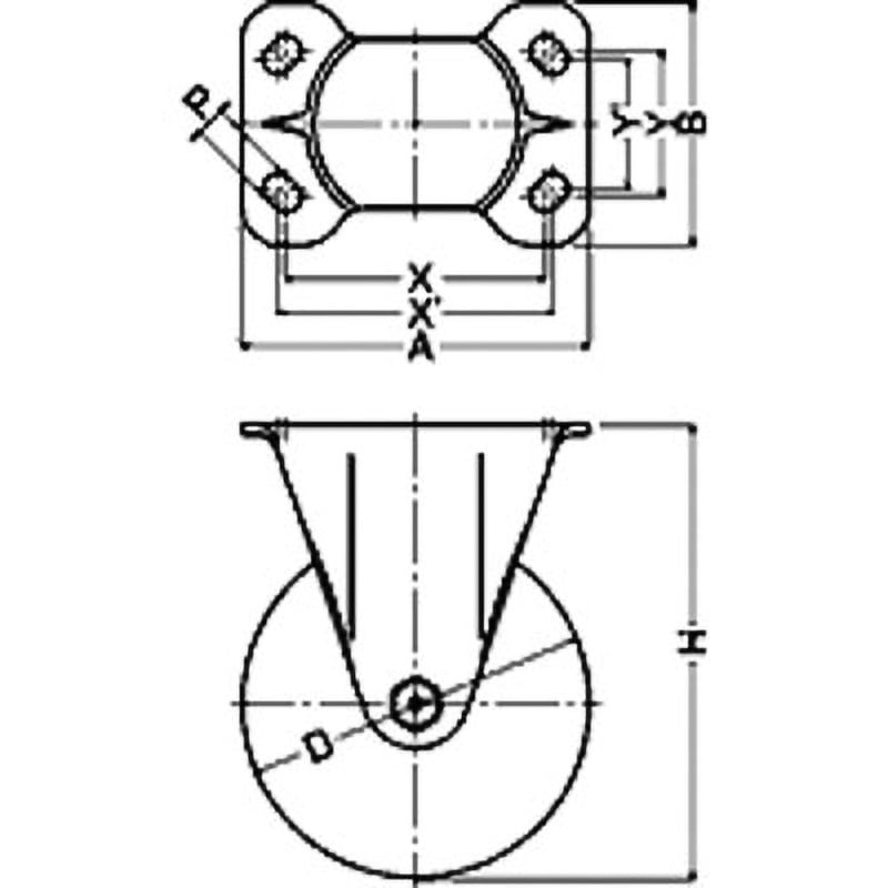 520SR-MCB150 520SR・固定車(UMCナイロン一体車輪・B入) ハンマーキャスター ユニクロメッキ仕上 車輪径150mm車輪幅51mm