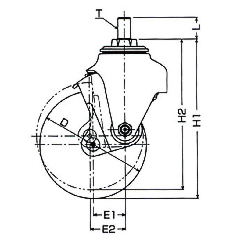 940BEA-UZ100 Φ2.0mm クッションキャスター940BEA・ねじ込み式・自在車(ナイロンホイール・ウレタン車・B入) ハンマーキャスター 三価クロム化成処理仕上 車輪径100mm車輪幅27mm