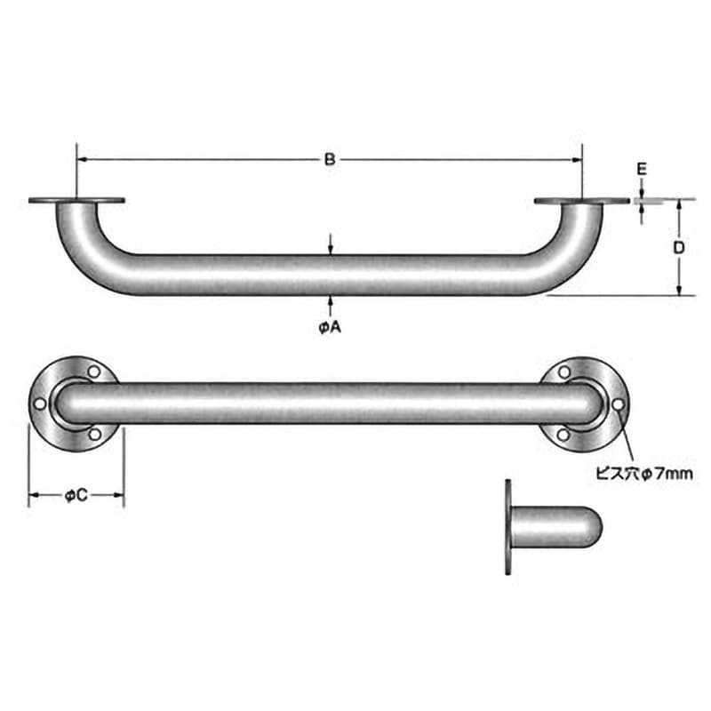 Φ25×400 ステンレス手すり 1本 ハイロジック 【通販モノタロウ】