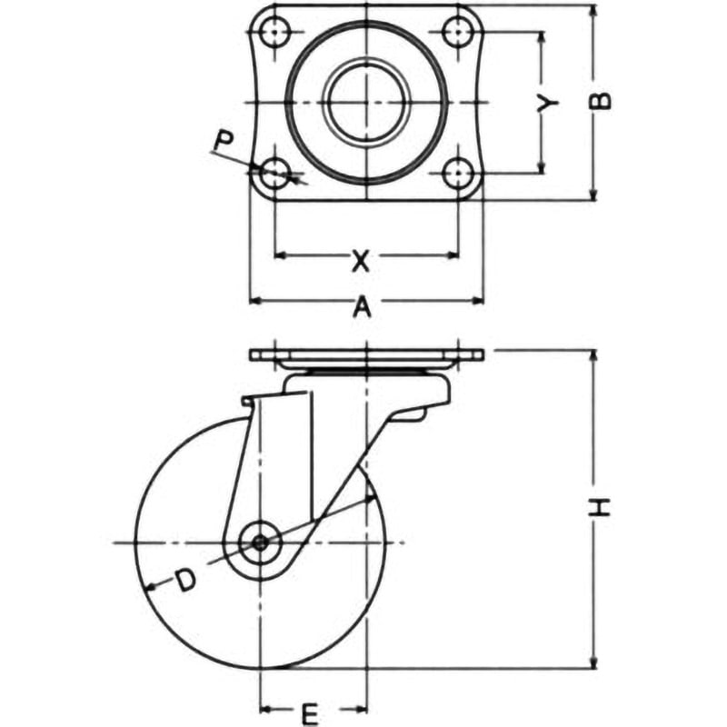 420BBS-FR65 静音(騒音防止)タイプキャスター 420BBS ハンマー