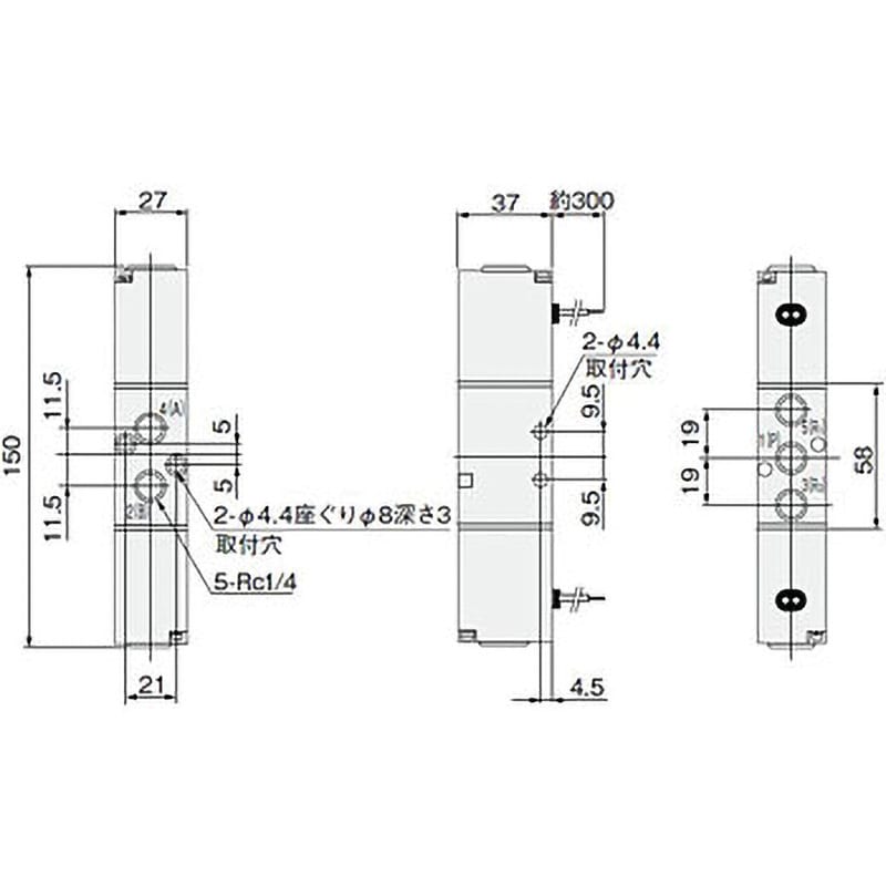 200-4E2 AC100V 電磁弁200シリーズ コガネイ 直動形 空気用 5ポート 4方向複動 配管接続口径Rc1/4 200-4E2  AC100V - 【通販モノタロウ】