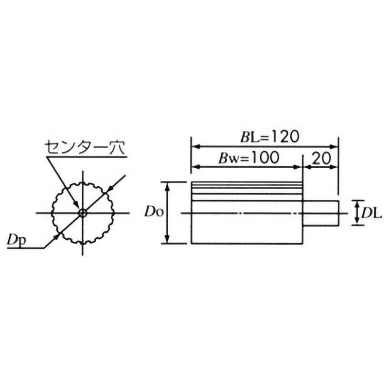 PT18P2M-100L-A PXプーリ P2M形(棒状・アルミタイプ) 1個 椿本チエイン