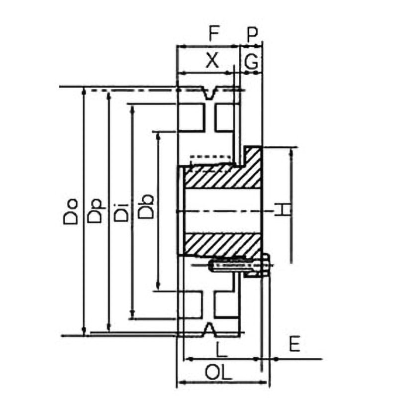 200-3V-4-Q1 マックスターウエッジプーリ 3V 三ツ星ベルト 溝数4   200-3V-4-Q1