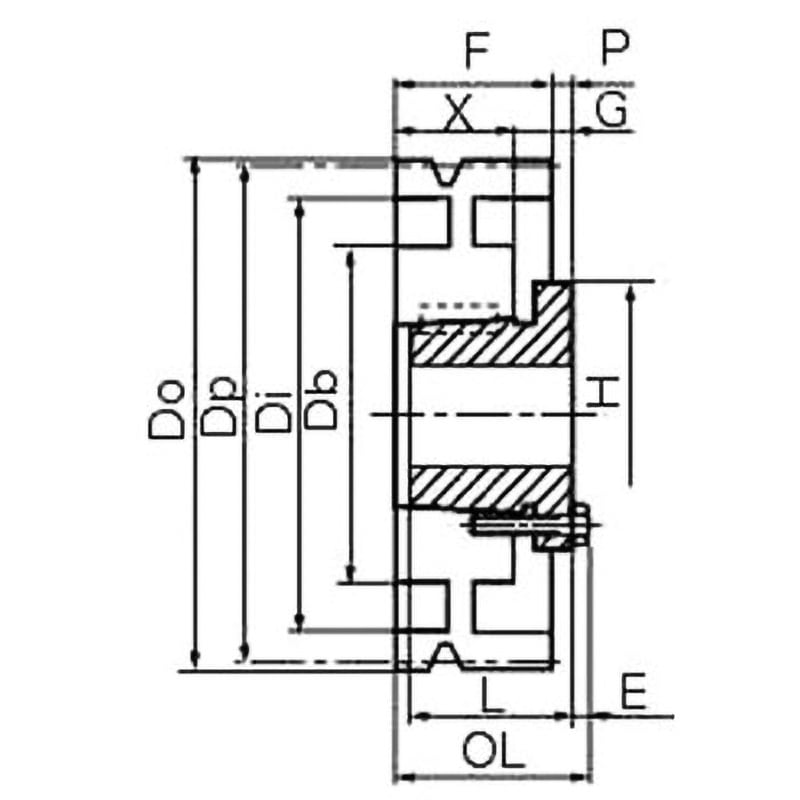 450-8V-4-U0 マックスターウエッジプーリ 8V 三ツ星ベルト 溝数4   450-8V-4-U0
