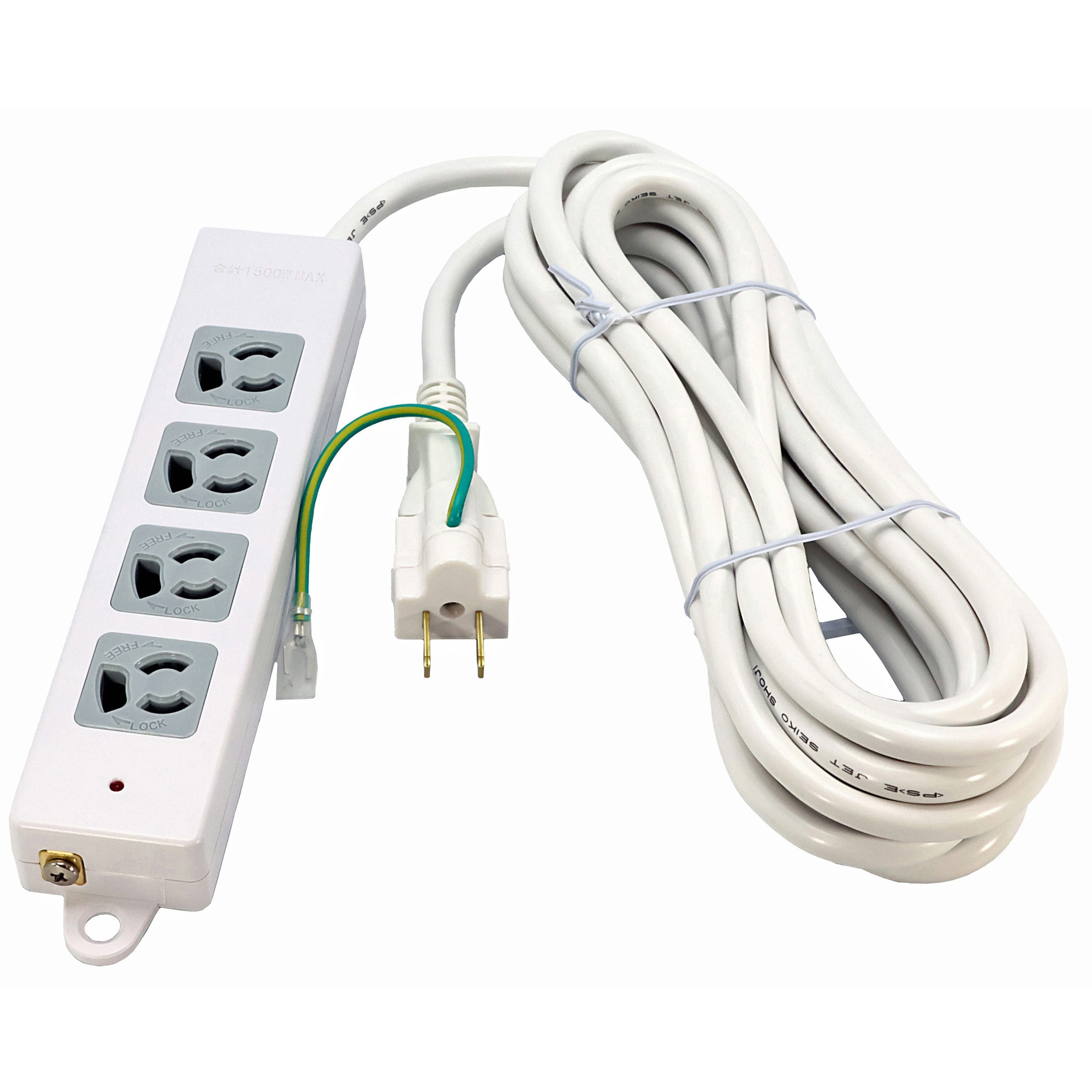 SK-4T3L05MGWH 3ピン式4個口電源タップ5m ランプマグネット付き 熱に