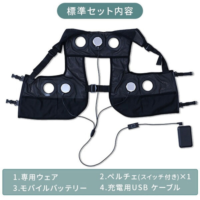 山善　YAMAZEN YPLT-FM3 ペルチェベスト　フリーサイズ YPLT-FM3+FM3D+FT-MB002BK ペルチェベスト メッシュ 冷却/加熱