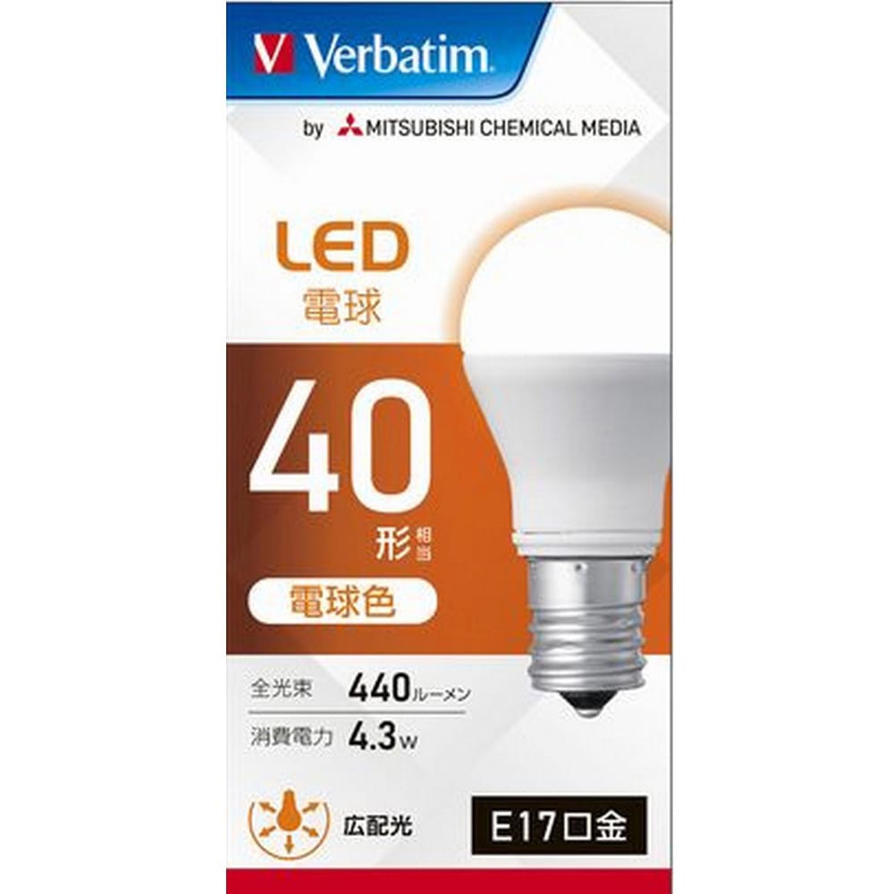 LDA4L-E17-G/LV3 LED電球40W型E17 Verbatim(バーベイタム) 電球色 4.3W