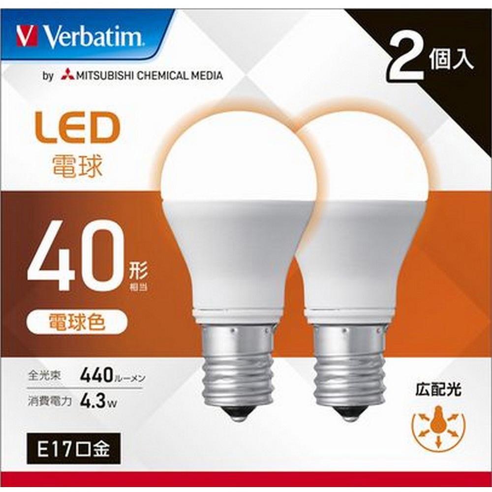 LDA4L-E17-G/LV3X2 LED電球40W型E17 Verbatim(バーベイタム) 電球色