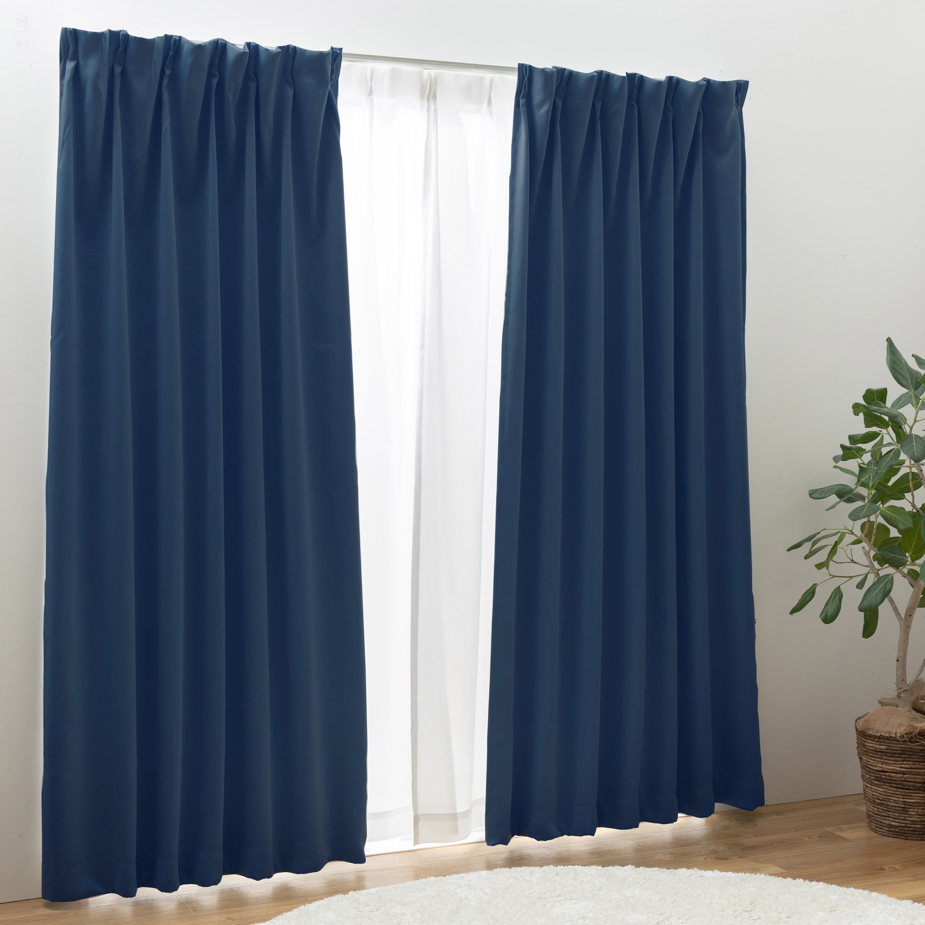 種類29:ネイビー/100×135cm 4枚組  1級遮光 カーテン 4枚セット【 ブリンク 】ドレープカーテン レースカーテン カーテンセット 北欧 遮熱 UVカット おしゃれ 新生活(#13020992)