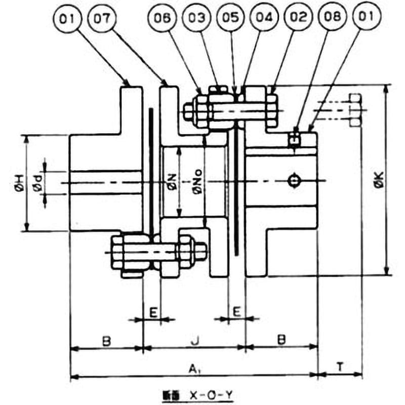 NEF340W-NR×NR エクトフレックスカップリング NEFシリーズ(スペーサタイプ) 椿本チエイン 許容トルク3330N・m  全長249.4mm許容偏心1.3mm - 【通販モノタロウ】