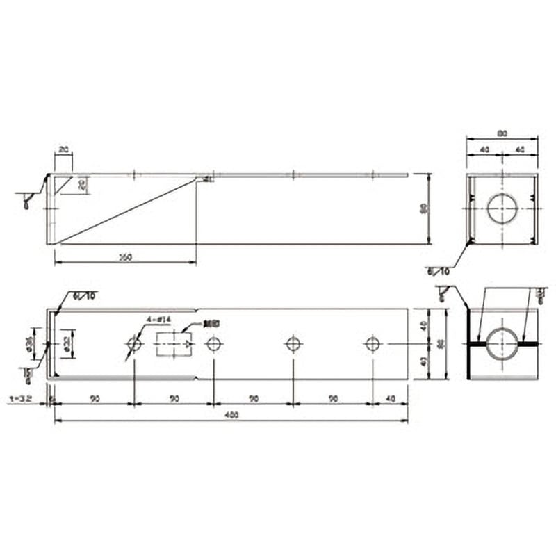 HDB20 ホールダウン金物 ノーブランド 寸法80×80×400mm HDB20