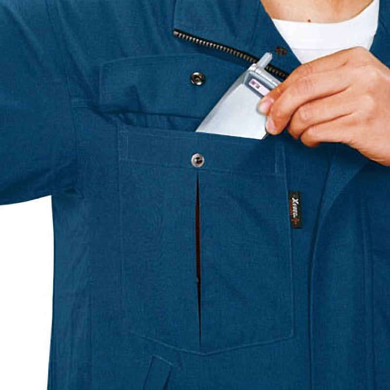 1351 1351 プリーツロン 半袖ブルゾン ジーベック 綿100% ウエザークロス コン色 3L着丈69cm