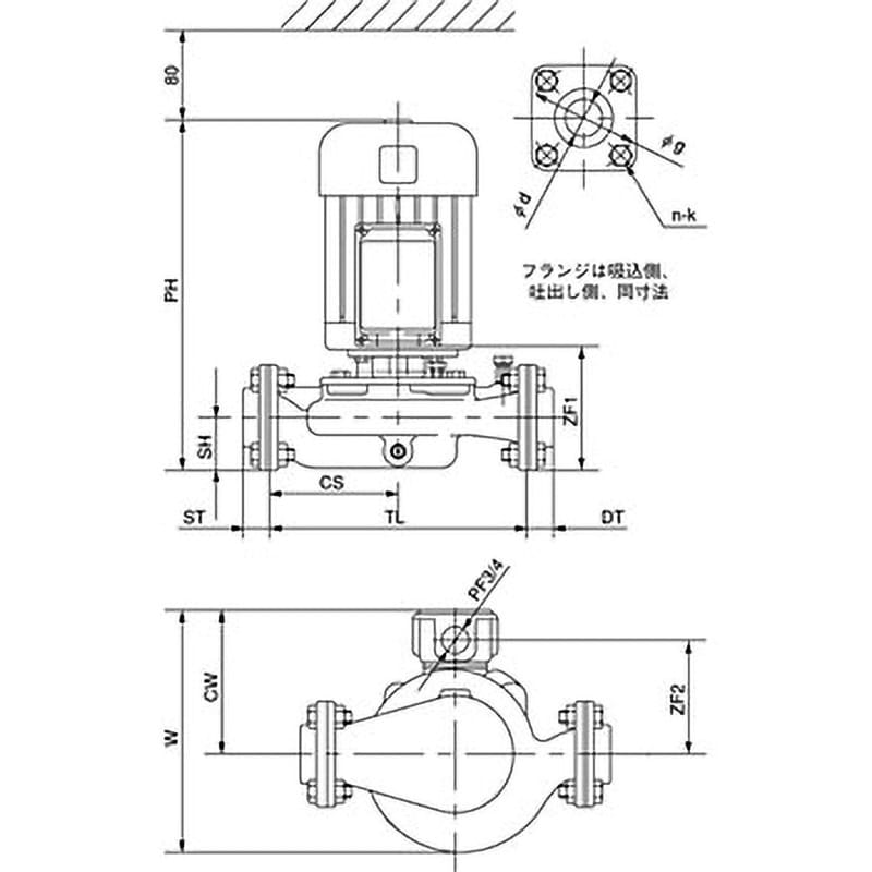 PSS2-406-0.4T ステンレス製Pラインポンプ 川本ポンプ(川本製作所) 三相200V 口径40mm - 【通販モノタロウ】