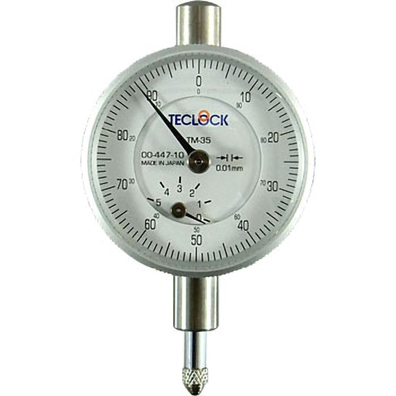 テクロック (TECLOCK) 0.001mm目盛ダイヤルゲージ TM-1202 TM-35-02D 0.01mm目盛 小形 ダイヤルゲージ テクロック 全長78.5mm