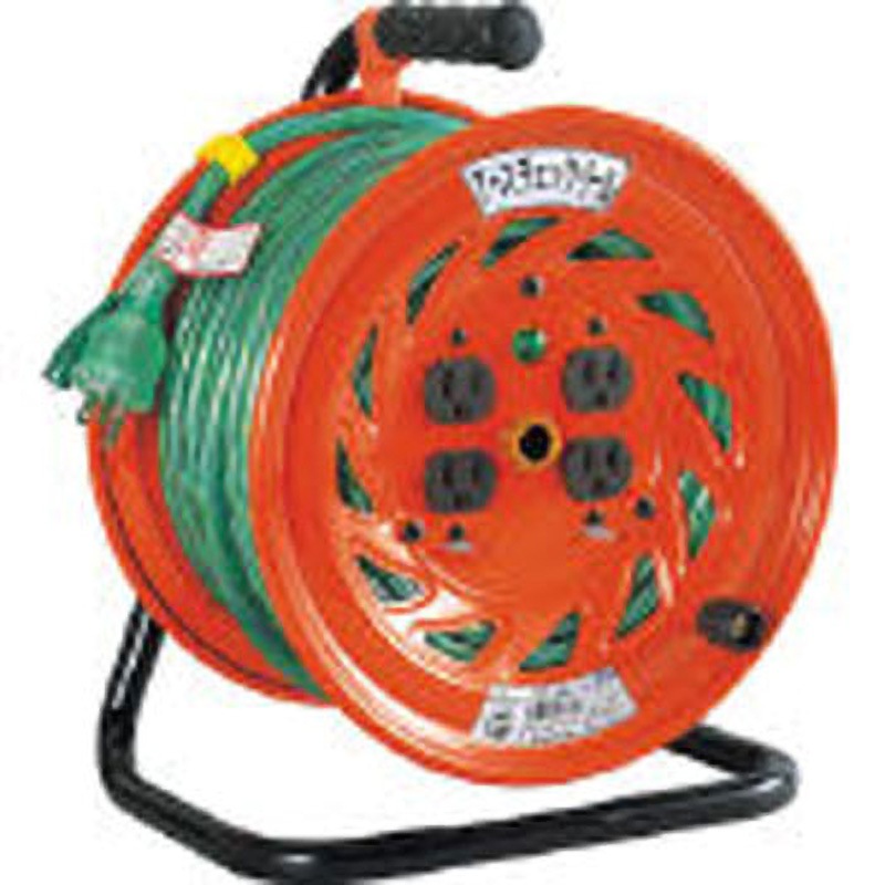 GNF-E34 特殊機能付電工ドラム アースチェックリール 100V アース付 30m 日動工業 4口