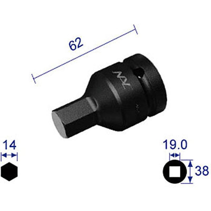 614C ヘキサゴンレンチソケット (差込角19.0mm) 1個 NAC(長堀工業