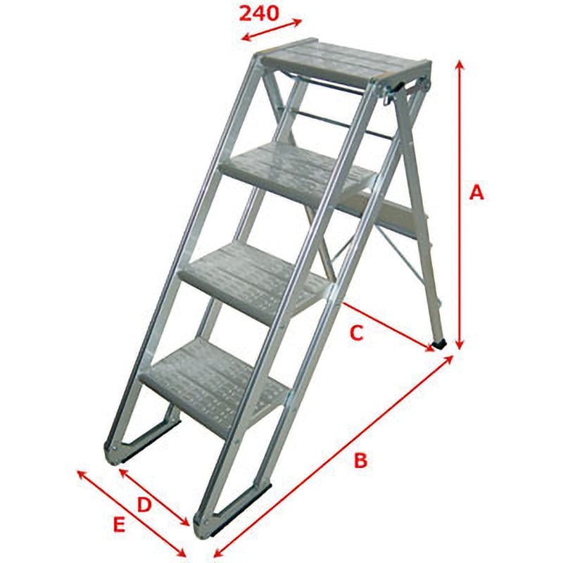 XE404 作業用踏台 MTステップ X型eco 森山鉄工 アルミ/アルマイト付 完成品 4段 全長(収納時)1.37m XE404 -  【通販モノタロウ】