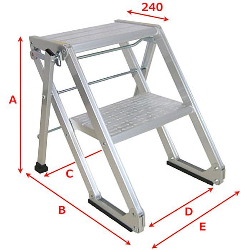 XE402 作業用踏台 MTステップ X型eco 森山鉄工 アルミ/アルマイト付 完成品 2段 全長(収納時)0.77m XE402 -  【通販モノタロウ】