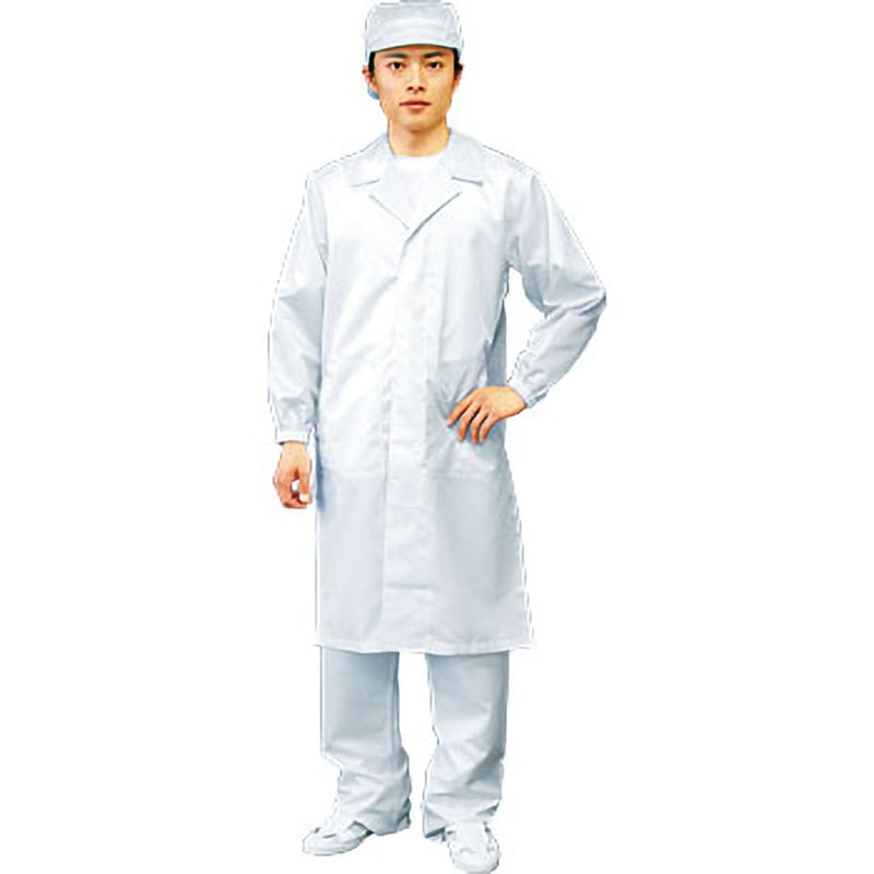 BSC-61001-W-3L コート(テーラーカラー・ボタン)(クリーンパック仕様)[CL10000] ブラストン ホワイト色 サイズ3L  BSC-61001-W-3L