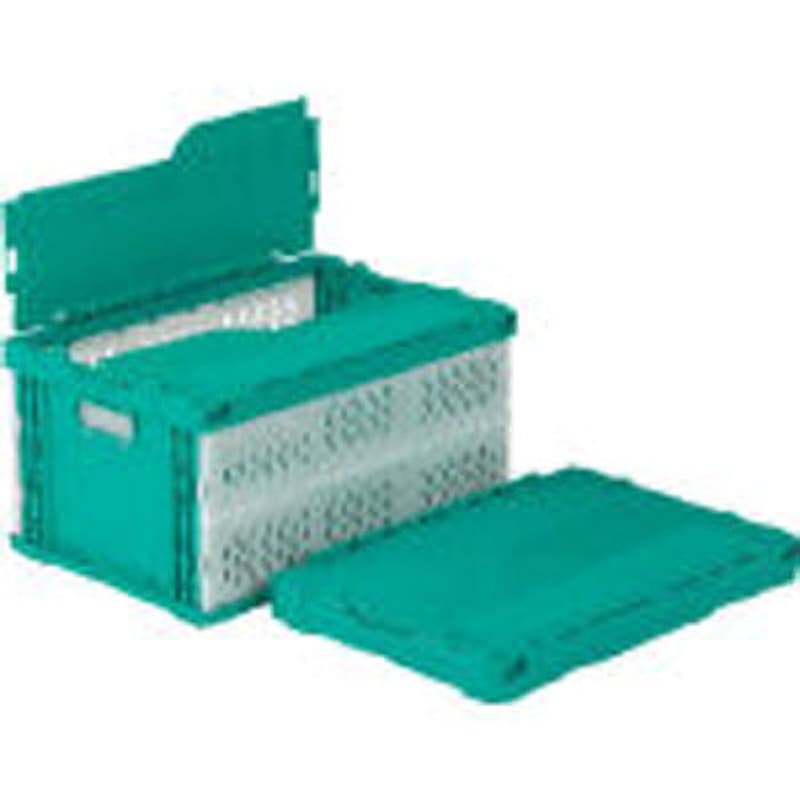 55857000GRWH 折りたたみコンテナ ペタンコ(本体フタ一体型) サンコー(三甲) 嵌合商品マドコン HBC-51B-D 容量41.9L グリーン/ホワイト色 外寸(幅×奥行×高さ)530×366×281mm 1個