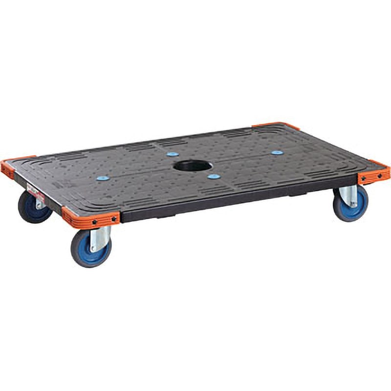 WEC-9060BK エコフラットキャリー ワコーパレット ゴム車輪 自在 樹脂製 荷台寸法900×600mm 1台 WEC-9060BK