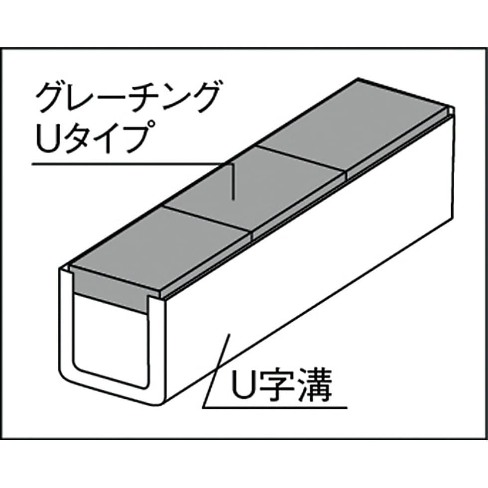 プラスチックグレーチング歩道用 灰 U字溝 溝幅240mm長さ600mm SKGL-U240-GL